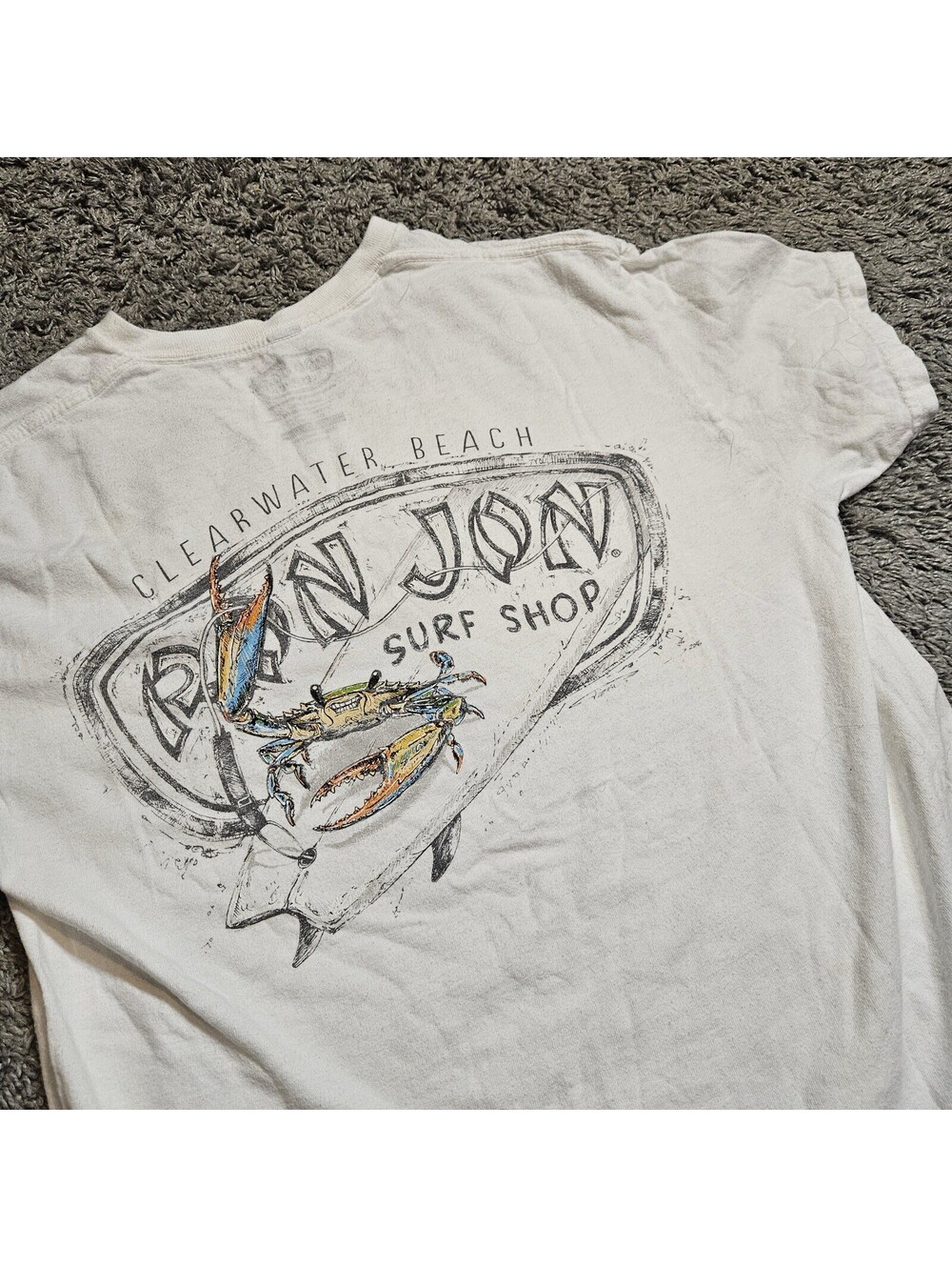 Ron Jon Surf Shop Clearwater Beach Crab Graphic Cotton Crew Tee Tagless Men M